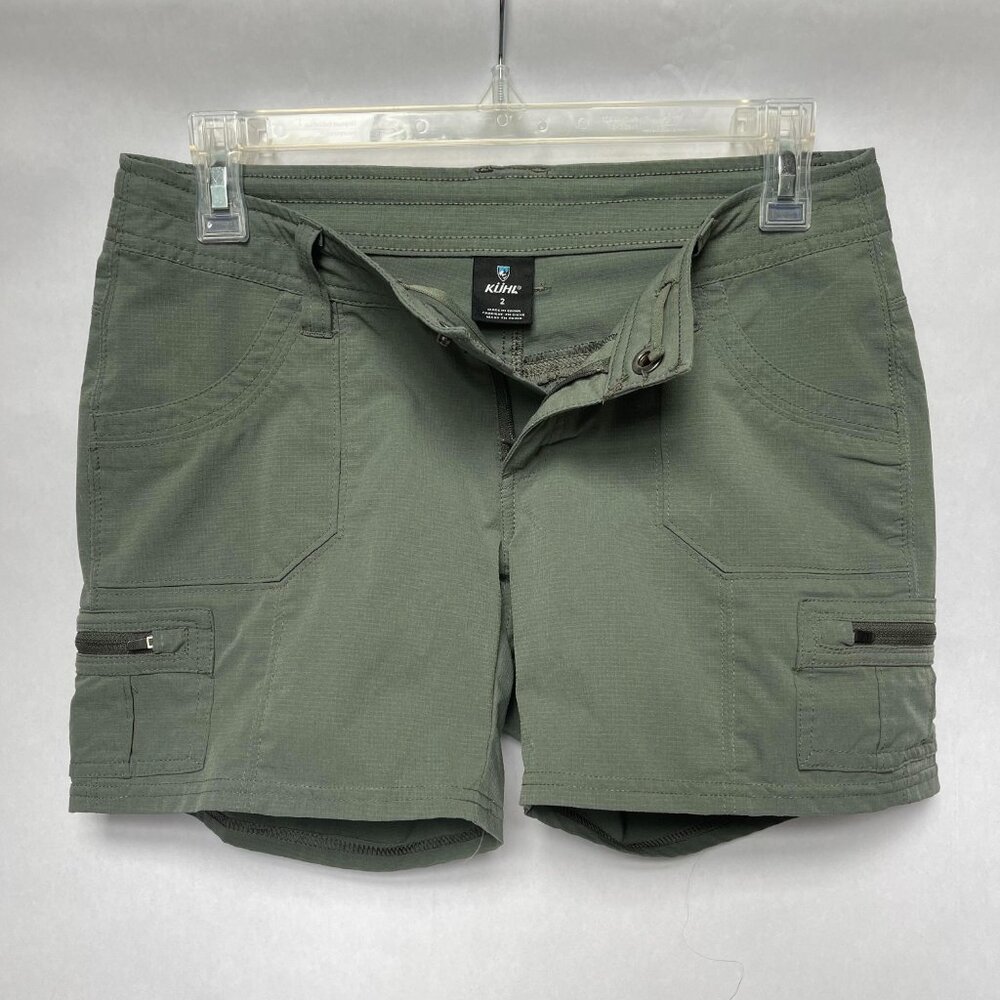 Women's KÜHL Horizon Travel/Cargo Shorts Olive Green Color Size 2 LIKE NEW